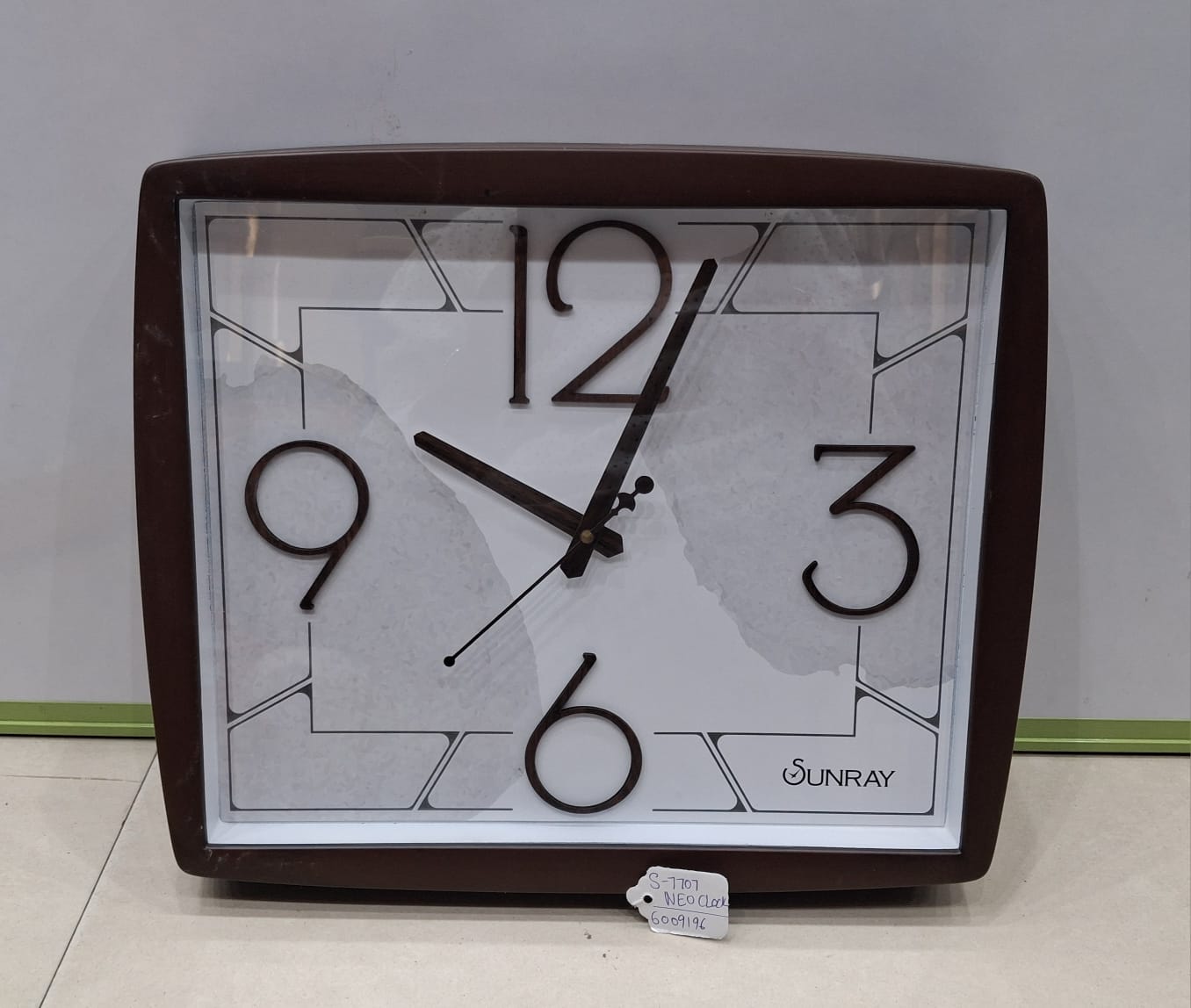 Sunray Square Brown Modern Wall Clock - Image 1