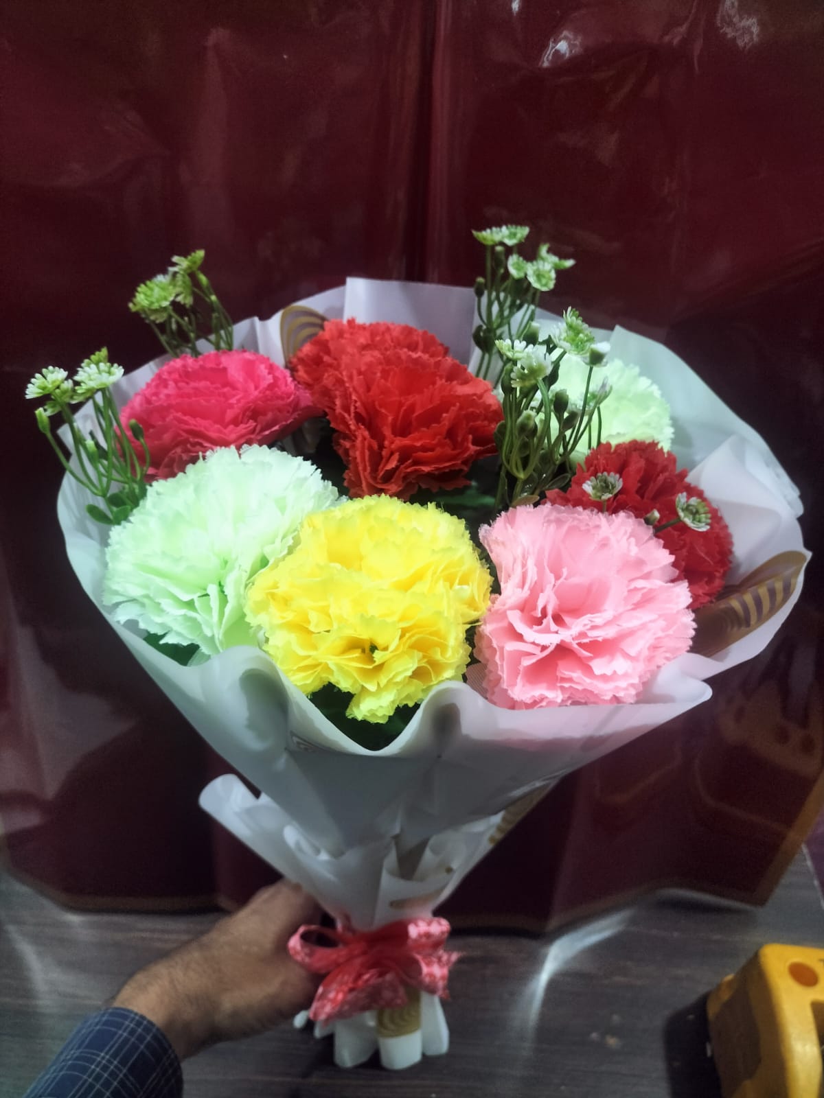 Colorful Artificial Carnation Flower Bouquet - Image 1